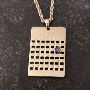 Vintage -Avon -September Calendar Silver Pendant Necklace Original Box